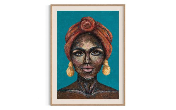 kunsttryk-portraet-afrikansk-kvinde-med-turban