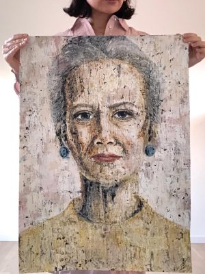 Daisy-original-dansk-kunst-til-vaeggen-dronning-margrethe-portraet