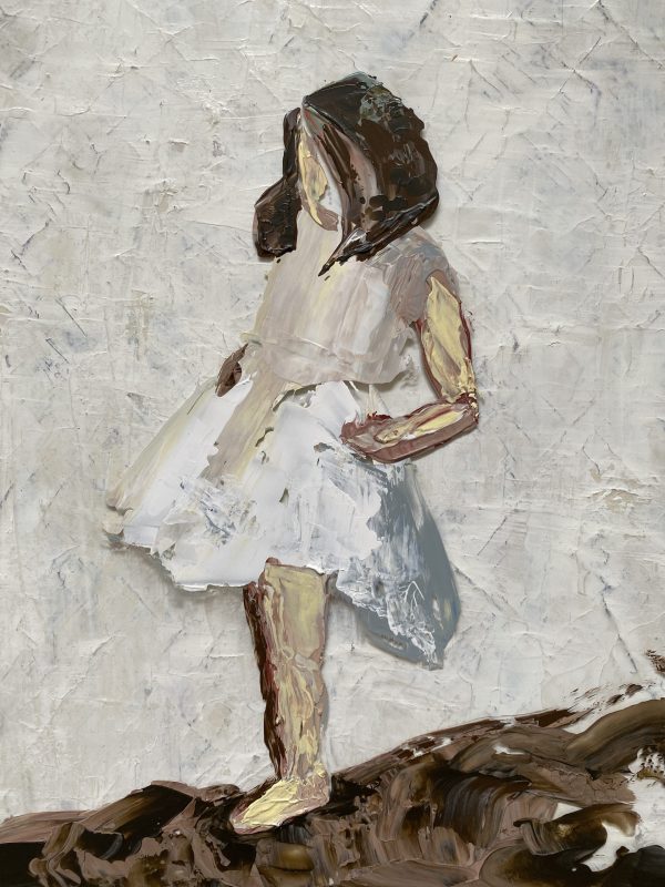 Akrylmaleri-paa-glas-af-pige-i-hvid-kjole