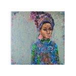 Ayelle-afrikansk-kvinde-farverigt-portraet-blaalige-toner