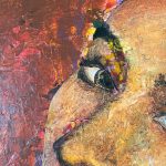 Maleri-af-a-to-afrikanske-kvinder-farverigt-portraet-lilla-varme-brune-toner