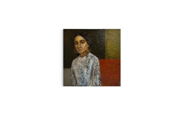 kvadratisk-akryl-maleri-afrikansk-kvinde-varme-toner