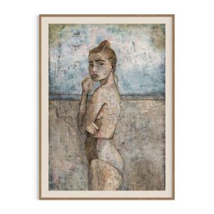 Giclee-tryk-af-kvinde-paa-strand-laengselsfuld-bare-overdel