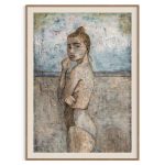 Giclee-tryk-af-kvinde-paa-strand-laengselsfuld-bare-overdel