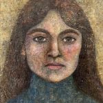 portraetmaleri-af-kimia-bahari-kvinde-i-blaa-rullekrave