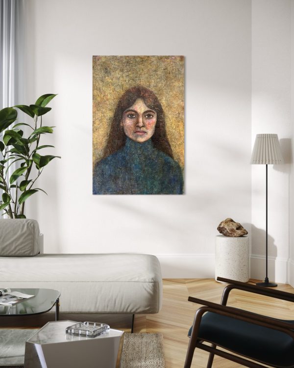 portraetmaleri-af-kimia-bahari-kvinde-i-blaa-rullekrave