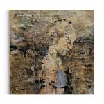 Maleri-af-lyshaaret-kvinde-i-profil-i-lyseblaa-bikinitop-paa-bjerg