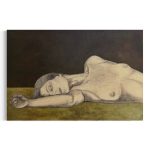 Portraet-maleri-af-sovende-kvinde-med-brun-og-olivengroen-baggrund-af-kimia-bahari