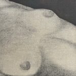 Portraet-maleri-af-sovende-kvinde-med-brun-og-olivengroen-baggrund-af-kimia-bahari