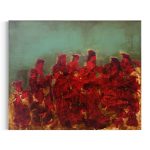 Abstrakt-maleri-af-persepolis-af-kimia-bahari-i-roed-og-groen