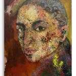 abstrakt-maleri-af-moerkhaaret-kvinde-i-roede-toner