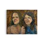 Dobbeltportræt af mor og datter close up