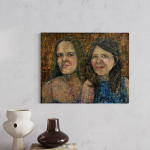 Dobbeltportræt af mor og datter close up