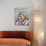 Portrætmaleri af kvinde med gravhund