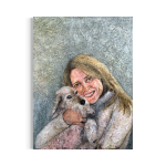 Portrætmaleri af kvinde med gravhund