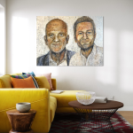 Dobbeltportræt af far og søn i stor størrelse