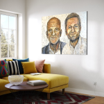 Dobbeltportræt af far og søn i stor størrelse