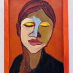 Abstrakt-portraet-af-kvinde-med-blaa-naese-og-lukkede-oejne