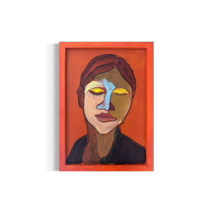 Abstrakt-portraet-af-kvinde-med-blaa-naese-og-lukkede-oejne