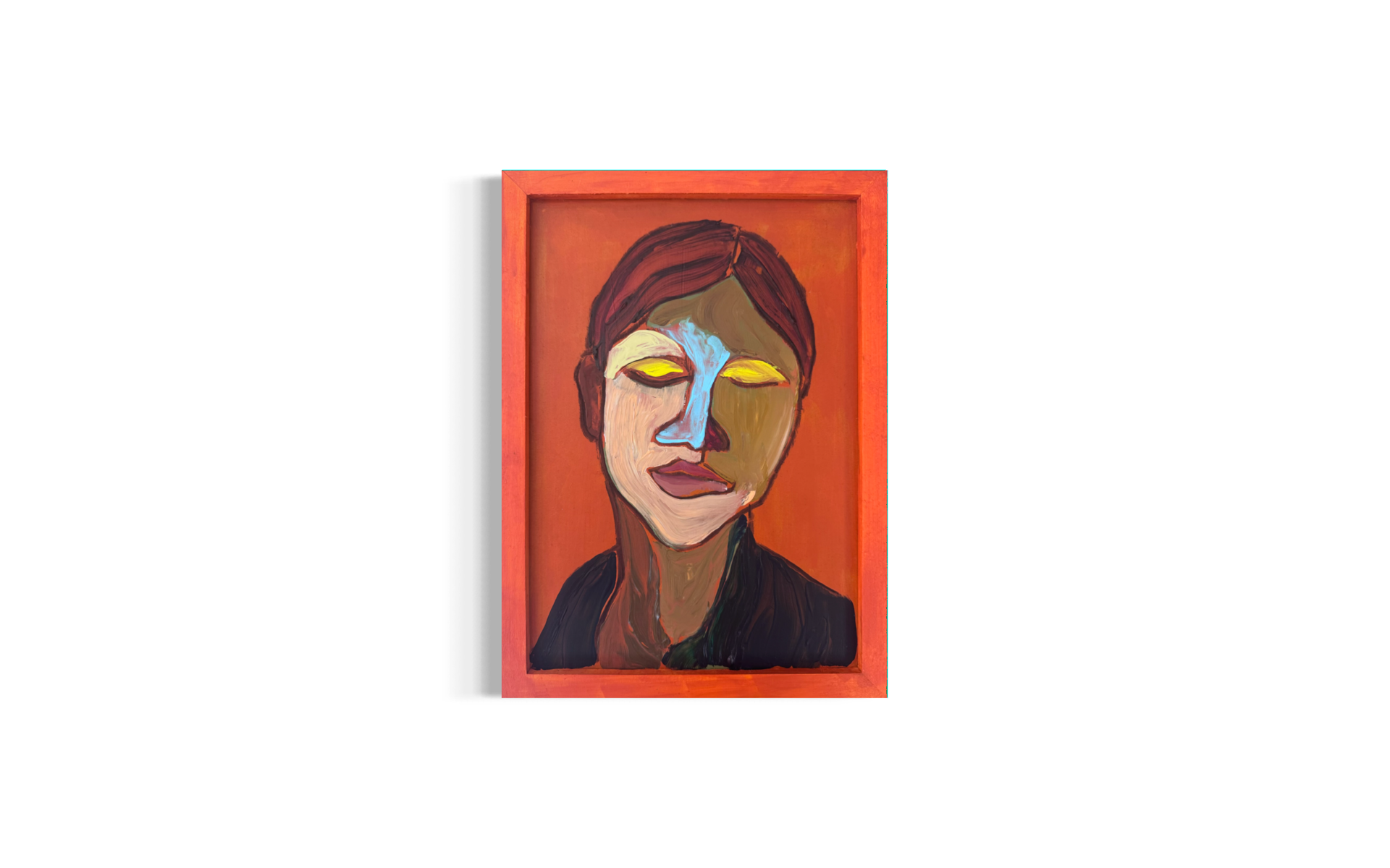 Abstrakt-portraet-af-kvinde-med-blaa-naese-og-lukkede-oejne
