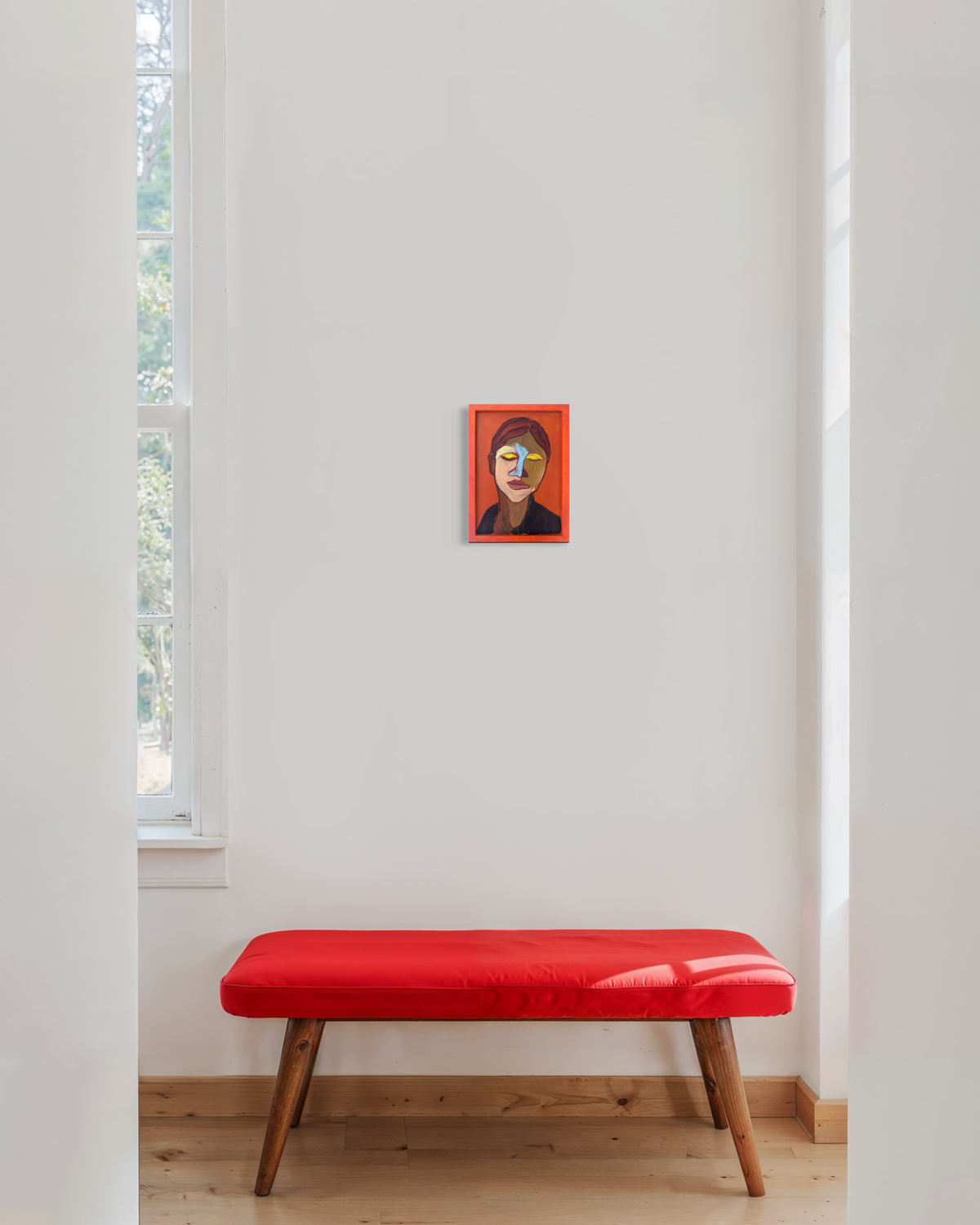 Abstrakt-portraet-af-kvinde-med-blaa-naese-og-lukkede-oejne